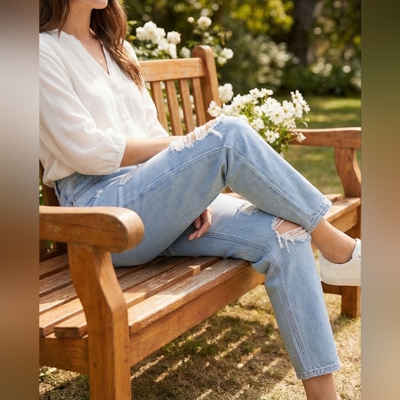 Distressed Light Blue Jeans - Picture 8 of 12